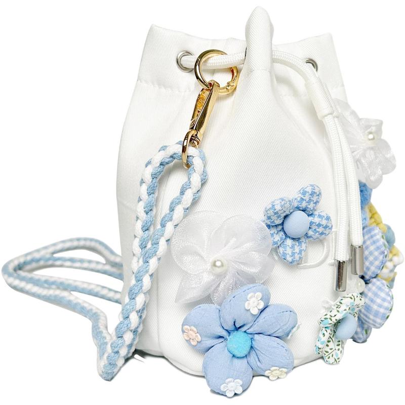 Dior [Personalisierte Kosmetiktasche] Old Blues Dopamin Handgewebt Verstellbar Leinwand Weiße Kordelzugtasche 12*12*18CM Blau-Weiße Kosmetiktasche