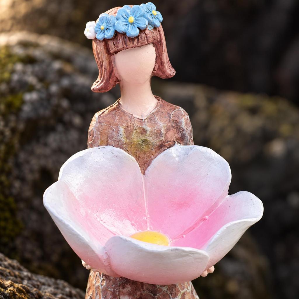 Resin Garden Bird Feeder Ornament Stable for Patio