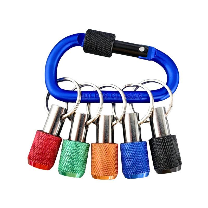 5-Piece Colorful Keychain 1/4" Hex Shank Quick Release Extension Rod with Carabiner