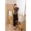 Blusa Elegante de Satén para Mujer Estampado de Flores Camisa Cheongsam Estilo Chino Tradicional Ropa Tang Disfraz de Verano Otoño