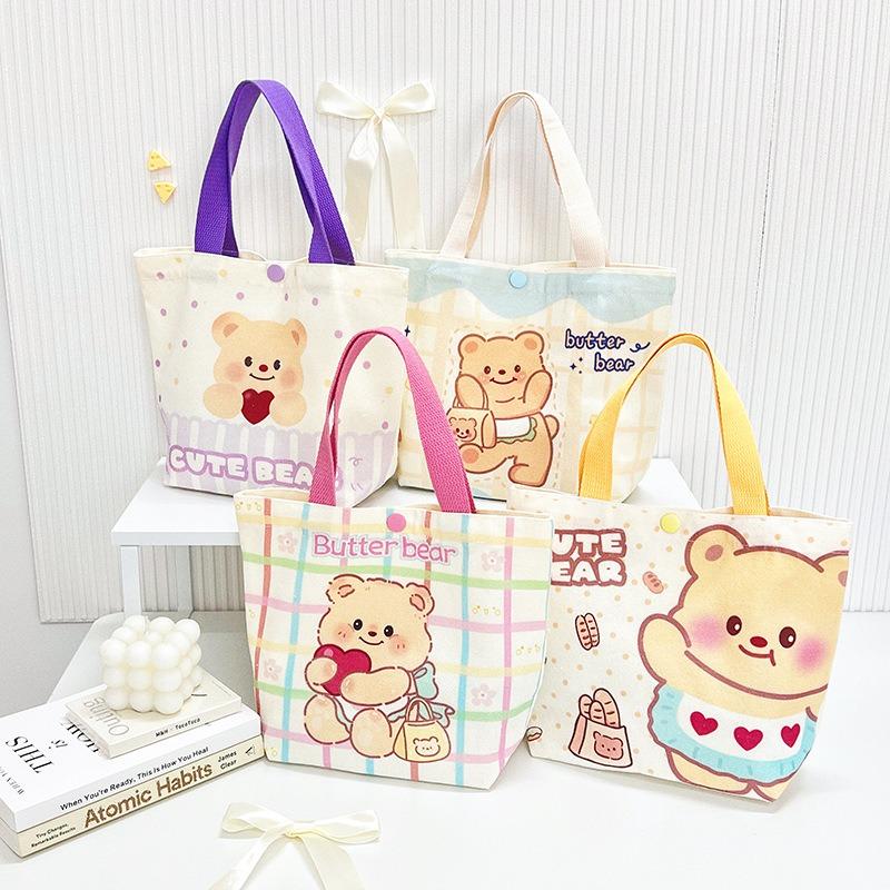 New bag wind butter bear canvas bag cute canvas bag portable daily storage woman