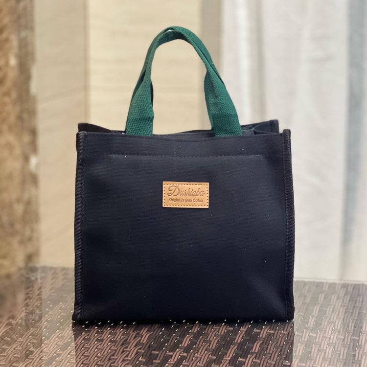 Cute Bear Canvas Lunch Tote - Large Capacity Bento Bag for Students & Moms