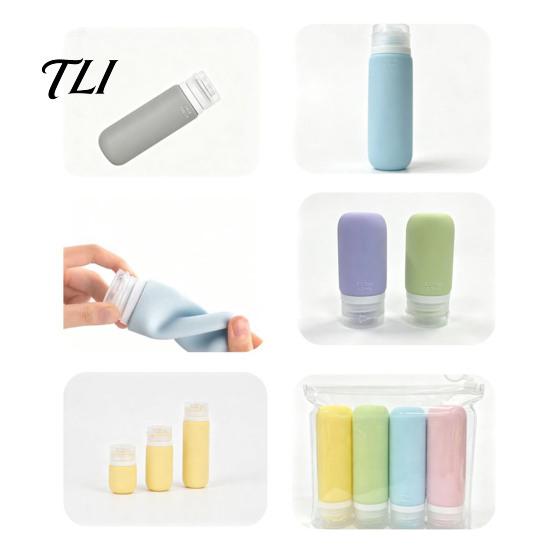 Refillable Lotion 1/4Pcs Silicone Travel Bottle for Toiletries, Leak Proof Size Container, Compact Leakproof Bottles Squeeze Bottle, Essentials