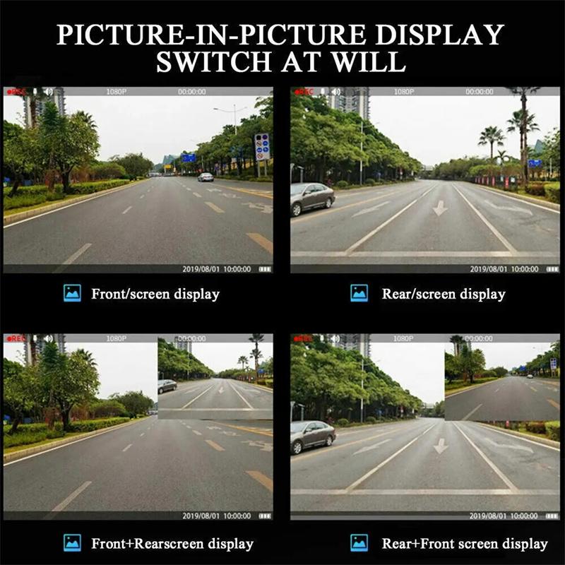 Zrcadlo Dash Cam Fhd Duální objektiv DVR do auta Přední a zadní Video Noční rekordér 170° Širokoúhlý 24h Monitorování parkování