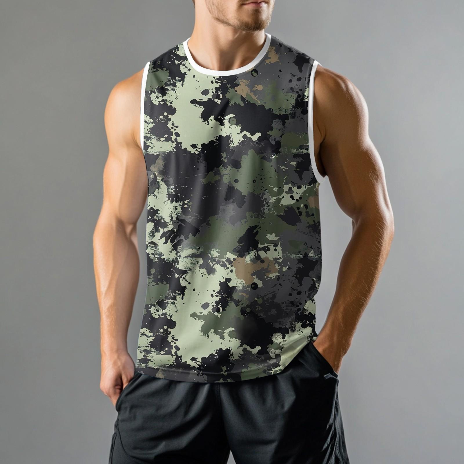 

Мужская мода принтованный спортивный повседневный жилет без рукавов XXL