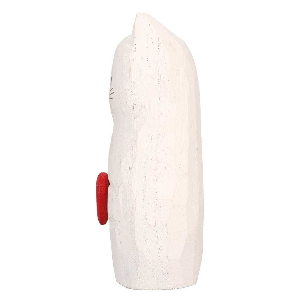 Cat Statue Flower Vase White Handmade Textured Wooden Cat Vase for Thanksgiving Day Gift Cat Lovers