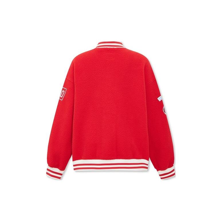 Levis Year Of The Dragon Limited Edition Color Block Striped Edge Single Button Cotton Baseball Jacket Women Jacket Red A7205-0000