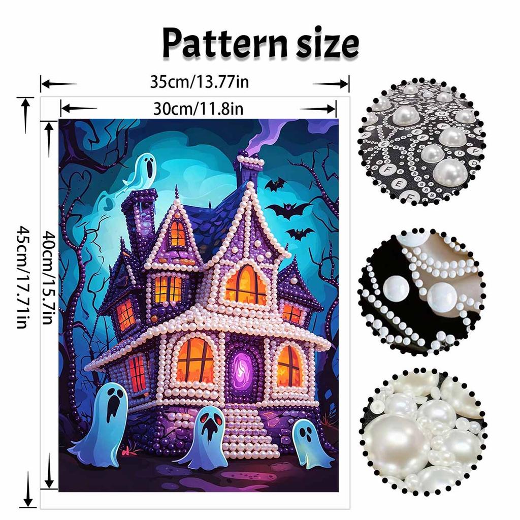 Halloween haunted house pearl painting art full pearl handmade diy home decorations