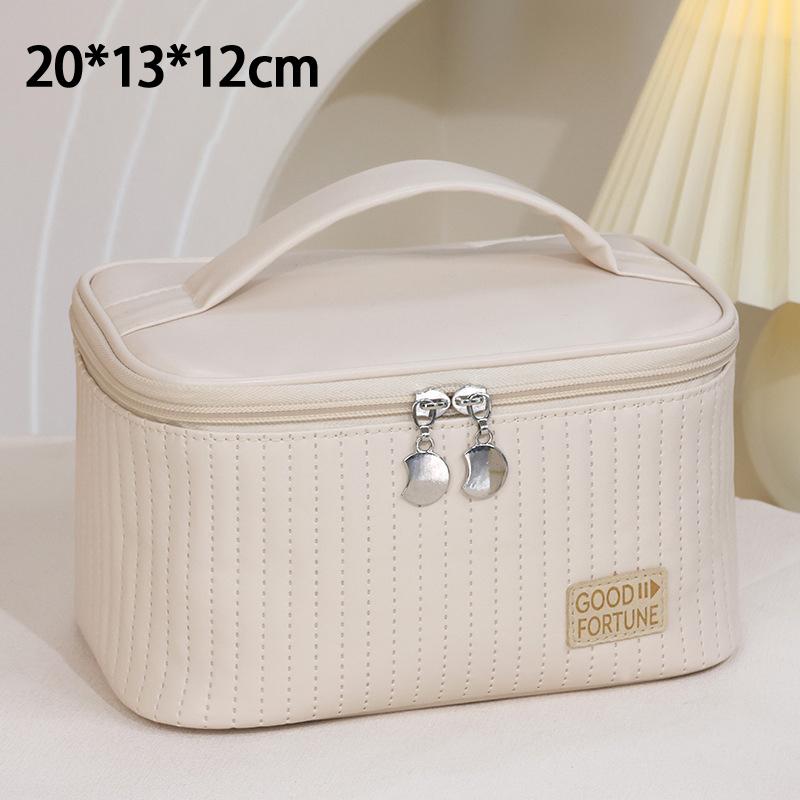 Grote Reiskosmetische Tas Organizer Open Bovenkant Taartvormig Effen Kleur PU Tote Tas
