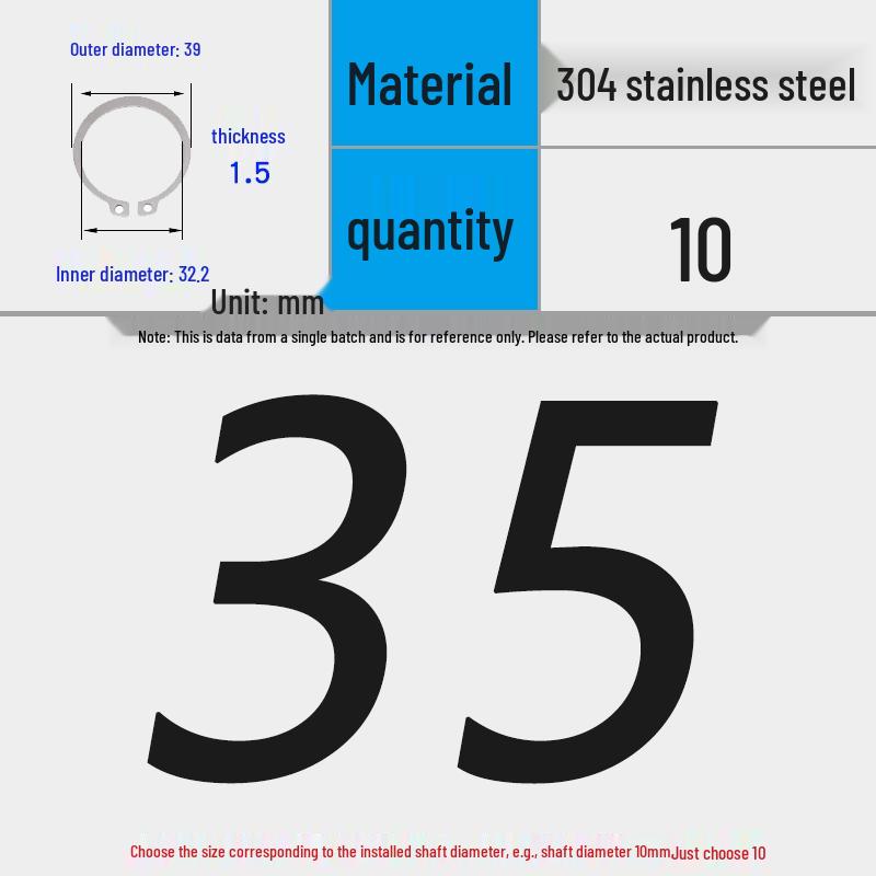 304 Stainless Steel Snap Ring for 3-200 Bearing