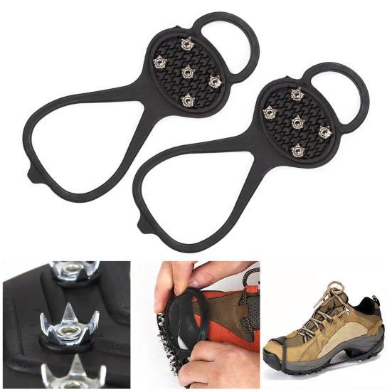 1 para nakładek na buty z rakami z 5/10 kolcami Męskie Damskie Zimowe Outdoorowe Chodzenie Po Lodzie Śniegu Przyczepność Antypoślizgowe Buty Kolce do Butów