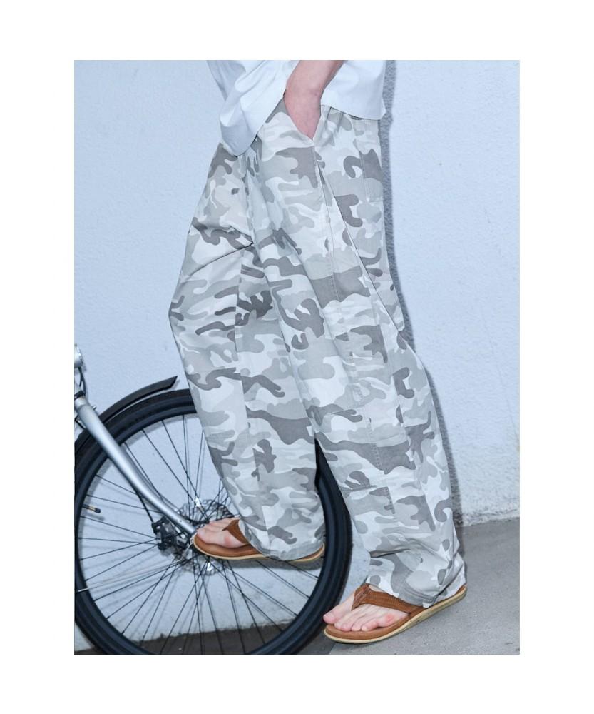 Saendeusaundeu (Unisex) Cotton Camo Pants Light Gray