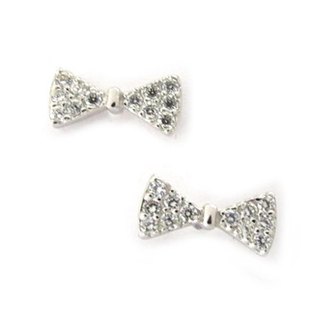 Les Trésors De Lily [K6621] - Srebrne kolczyki „Romantic Knot” srebrno-białe (rodowane) - 10x4 mm