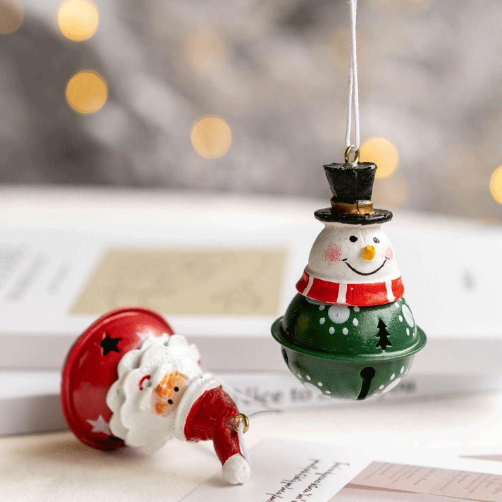 Lovely Iron Christmas Hanging Bell Red Green Bell Cartoon Santa Claus DIY Drop Pendants