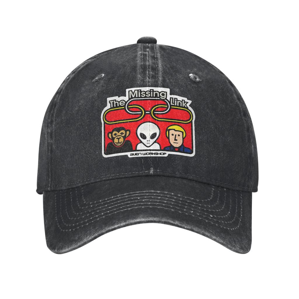Alien Workshop Link American Retro Baseball Cap Fine WorkUnisexship Literary Style Distressed Denim Hat