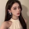 Women's Silver Needle Diamond Bow Earrings - Light Luxury and Trendy Design