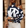 Women's Fashion Casual Spring Autumn Plaid Print Long Sleeve Oblique Collar Blouses & Shirts