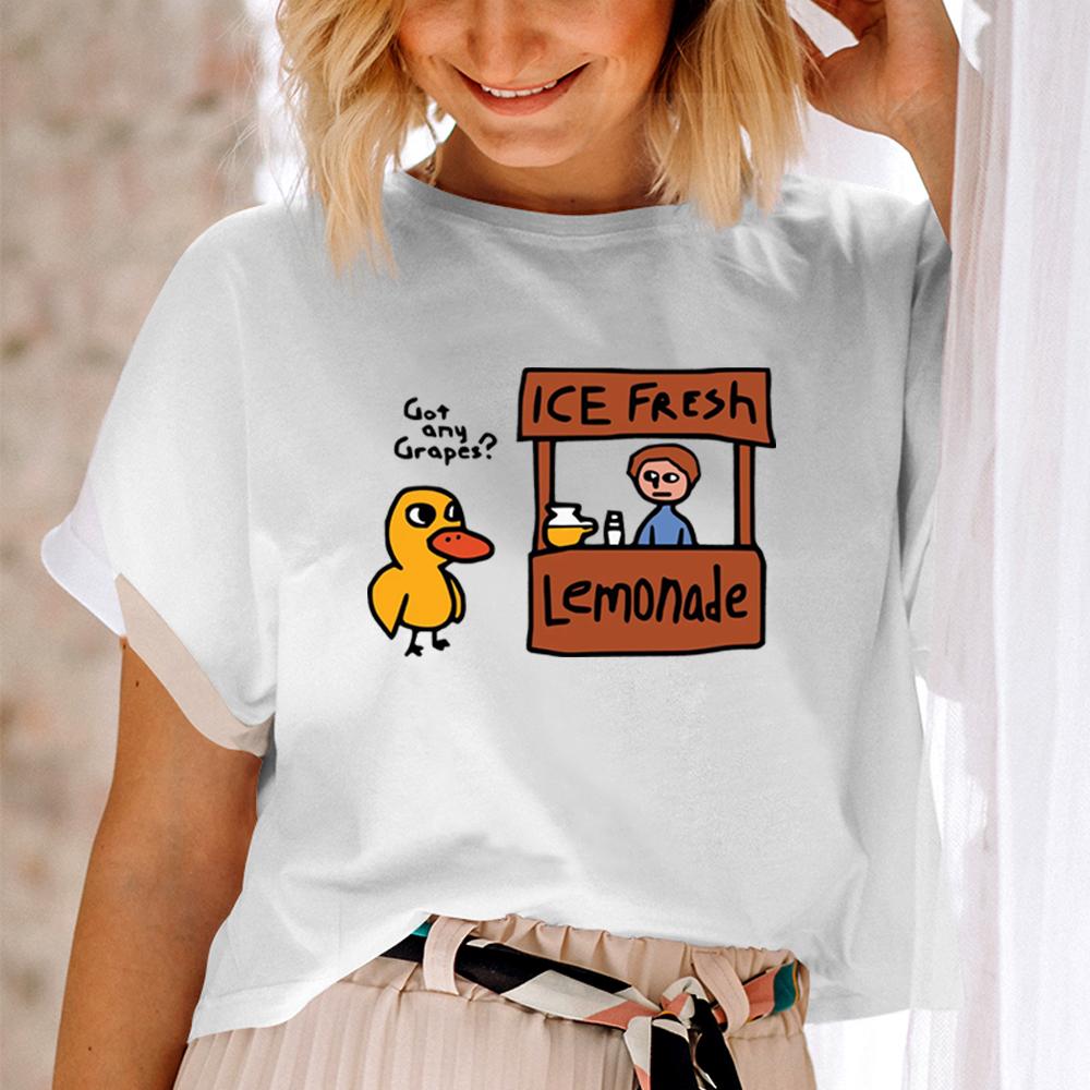 Habt ihr Trauben? Shirt Millennial T-Shirts Das Entenlied Grafik Crew Top Lustiges T-Shirt Niedliches Enten-Shirt Lustiges Damen-T-Shirt Y2K Top