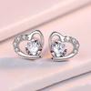 Delicate Hollow Heart Earrings Light Luxury Zircon Heart Studs Sweet Sparkle Earrings