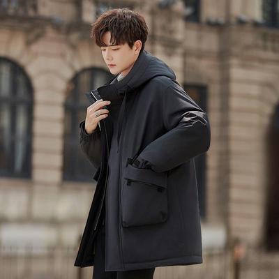 Men's Mid-Length Winter Down Jacket with Rabbit Fur Lining - 2025 Trendy Outerwear Coat