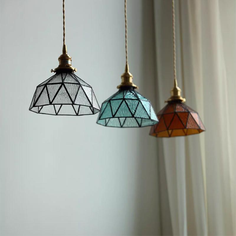 Nordic Retro Glass Pendant Light Green Hanging Lamp Living Room Decor Luminaire Hall Bedroom Dining Room Indoor Fixture Lustre