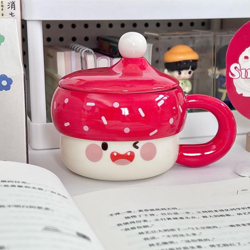 High Value Hat Mug Ins Cute Ceramic Water Cup with Lid Girl Couple Coffee Birthday Present