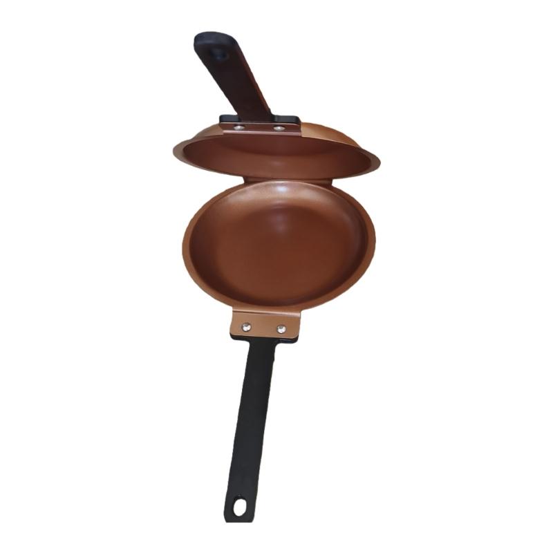 Folding Skillets 19cm Double-Sided Frying Pan Easy Cleaning Breakfast Solution Ergonomic Handle Kitchen Cookware