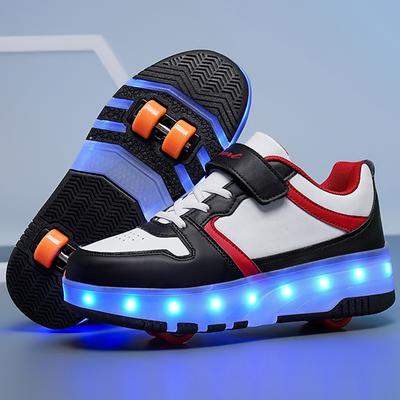 Stivali a rotelle da ragazza a quattro ruote con luci LED ricaricabili Scarpe Robe Scarpe da pattinaggio a rotelle Scarpe a rotelle da ragazzo
