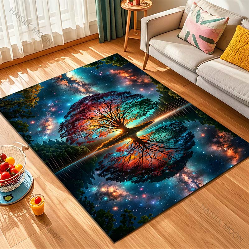 1PC Tree of Life under the Stars Pattern Rug Carpets for Bedroom Living Room Sofa Mat Creative Door Mat Cloakroom Home Decor