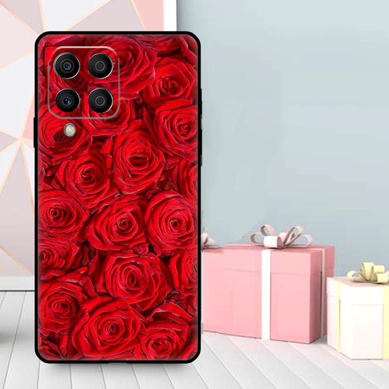 Beautiful Garden Red Roses Flowers Case For Samsung Galaxy M56 M52 M32 M53 M16 M11 M21 M31 M35 M12 M13 M14 M15 M36 M55 M34 M54