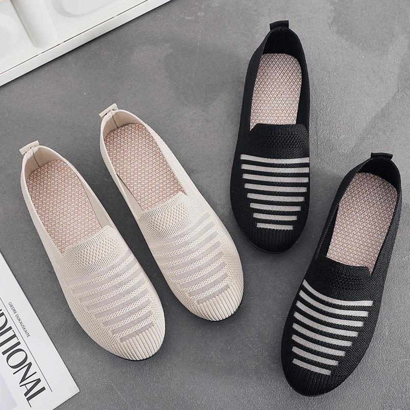 Net Schuhe Damen Schuhe Frühling Sommer Ein-Pedal Hohl Atmungsaktives Mesh Freizeitliche Bequemschuhe Weiß Flache Schuhe