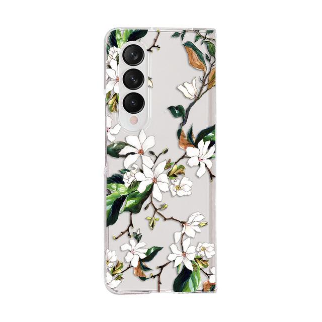 

Чехол для Samsung Galaxy Z Fold 4 3, винтажный чехол с цветочной росписью, прозрачный складной противоударный жесткий чехол для Zfold4 Fold3 For Samsung Z Fold 3