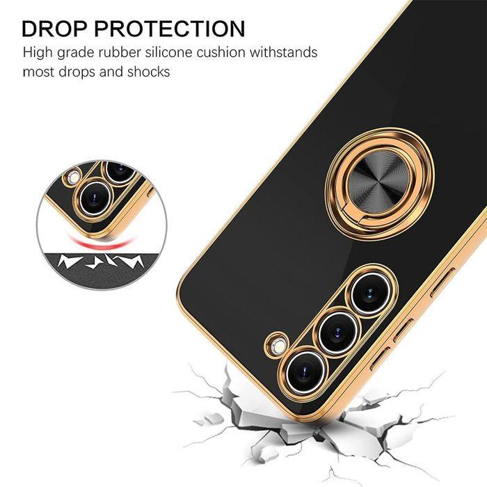 Coque pour Samsung Galaxy S26 Plus, Protection Silicone Antichoc avec Anneau Rotatif Noir