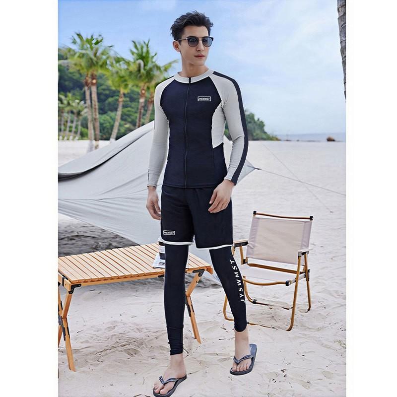 Mens Full Coverage Rash Guard Set UV Protection Long Sleeve Pants Swimwear Snorkeling Surfing Diving