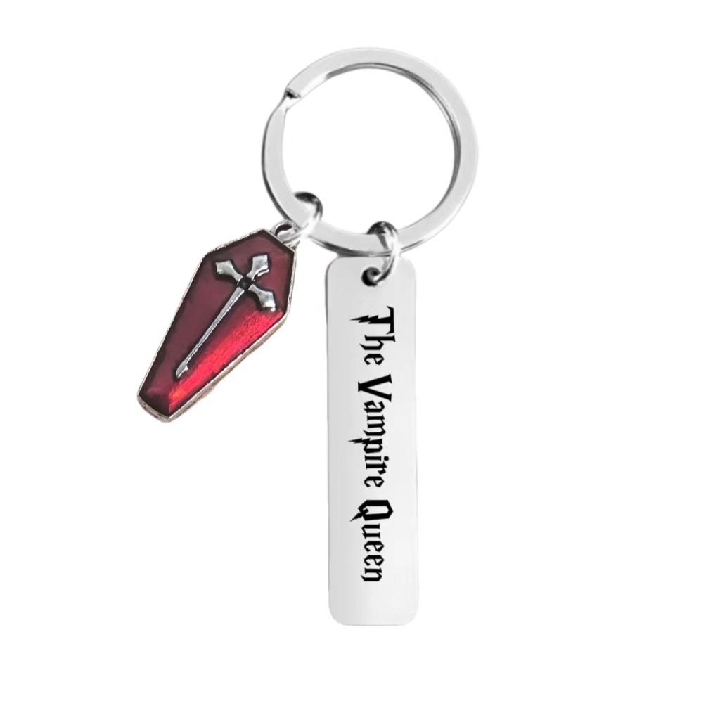 

Halloween Vampire Cross Stainless Steel Keychain Retro Gothic Design Fashion Pendant Practical Festival Gift