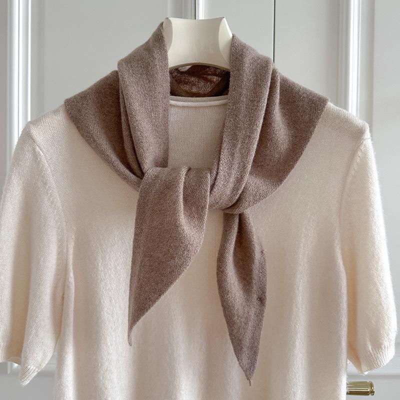 High-End Women's Triangle Scarf: 100% Australian Wool, Knitted Korean Style, Perfect for Autumn & Winter