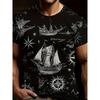 Summer Men's Women's 3D Printing Ship Graphic Quick-dry T-shirts Unisex Outdoor Fitness Tees Fashion Casual Street Wear Tshirt