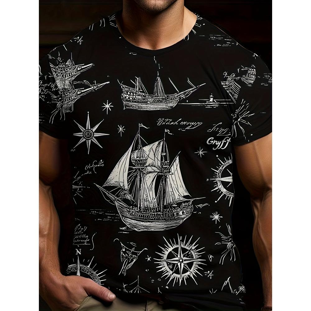 Summer Men's Women's 3D Printing Ship Graphic Quick-dry T-shirts Unisex Outdoor Fitness Tees Fashion Casual Street Wear Tshirt