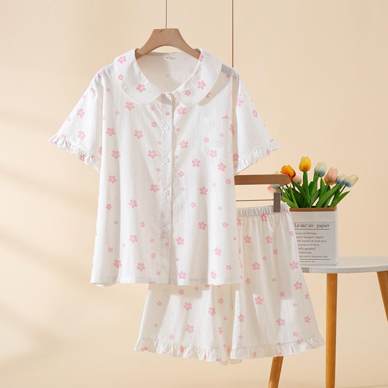 Women's pajamas, short-sleeved shorts, summer lace suit, thin cute butterfly loungewear, cardigan can be worn outside