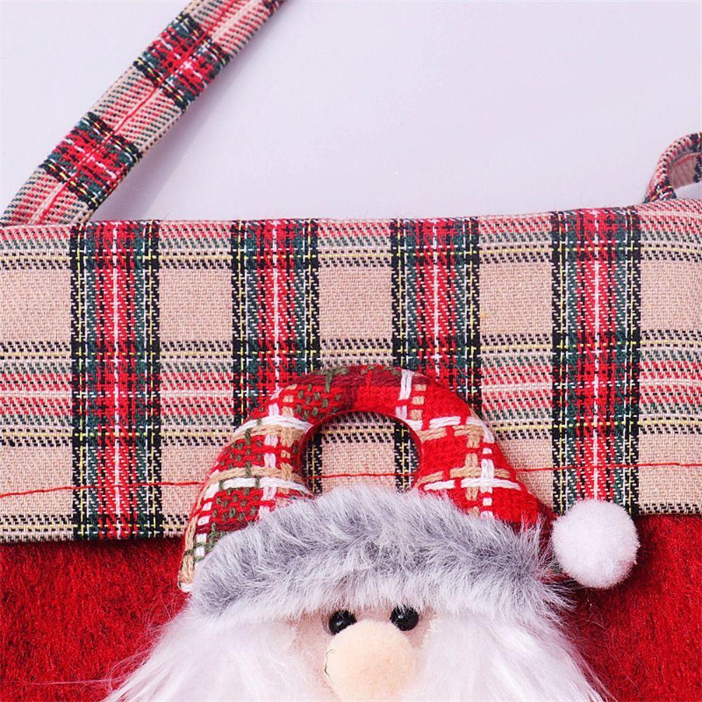 Cartoon Christmas Crossbody Bag Checkered Gifts Candy Bag Cute Christmas Handbag  Xmas Gift