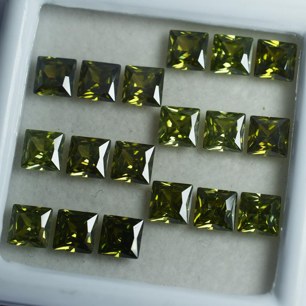Natural Green Sapphire Loose Gemstone Square Cut 5x5 Mm Lot 15 Pcs September Birthday Birthstone