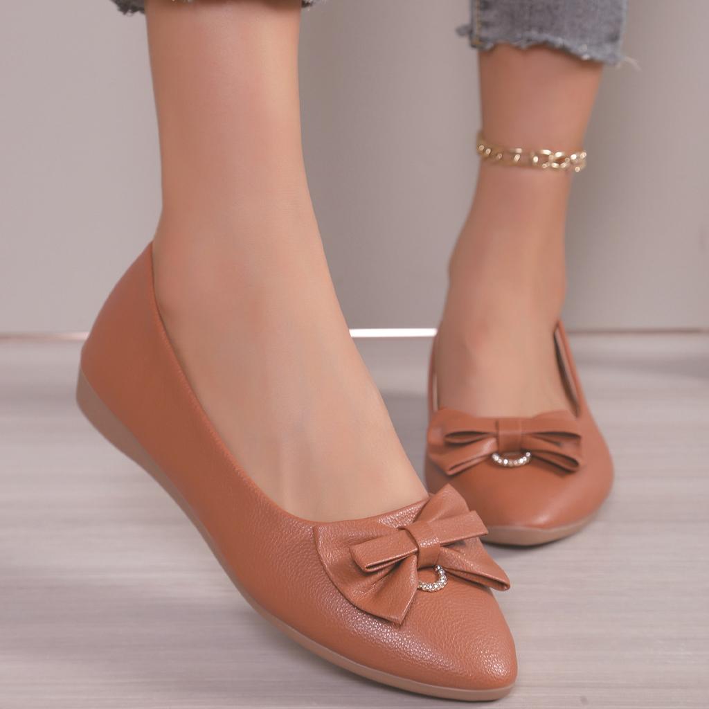 Wear Pointed Bows and Shallow Shoes Outside the Plus Size Flat Shoes, Casual Beanie Shoes