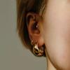 Hong Kong Style Metal Smooth Water Droplet Ring Earrings Ear Buckles Advanced Retro Cold Wind Temperament Fashion Versatile Earrings Women