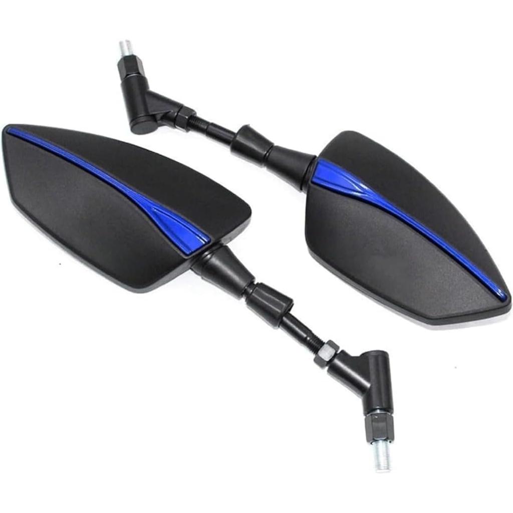 Motorcycle Handlebar Mirror, Tasydi Blue Anti-Glare Universal Rear Rearview Mirror Motorcycle Thread Left and