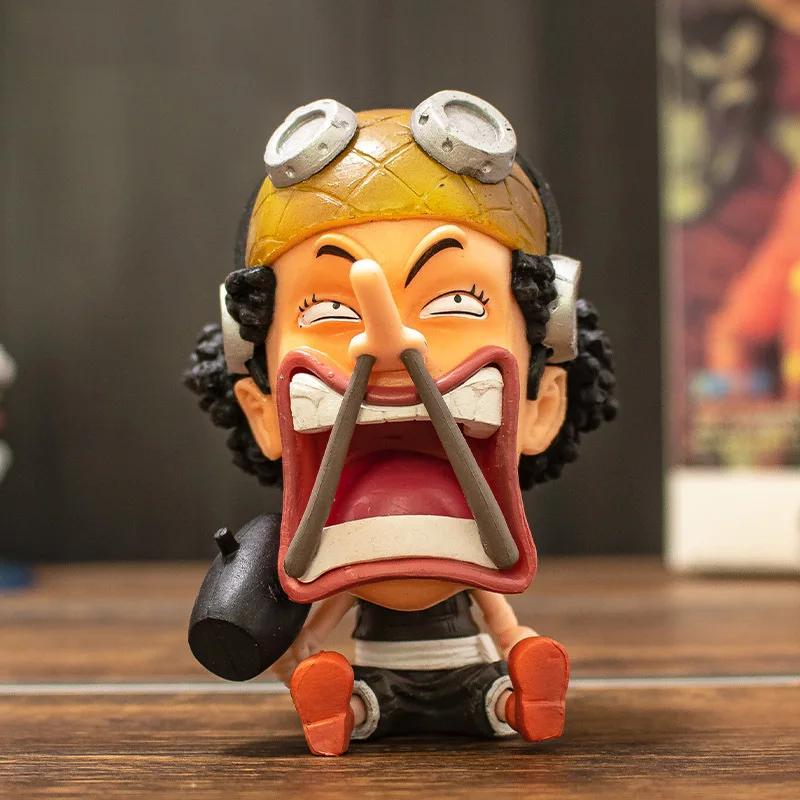 Q Version One Piece Luffy Usopp Nami Robin Chopper Sanji Brooke Ace Anime Hand-made PVC Figure Toys Model Doll