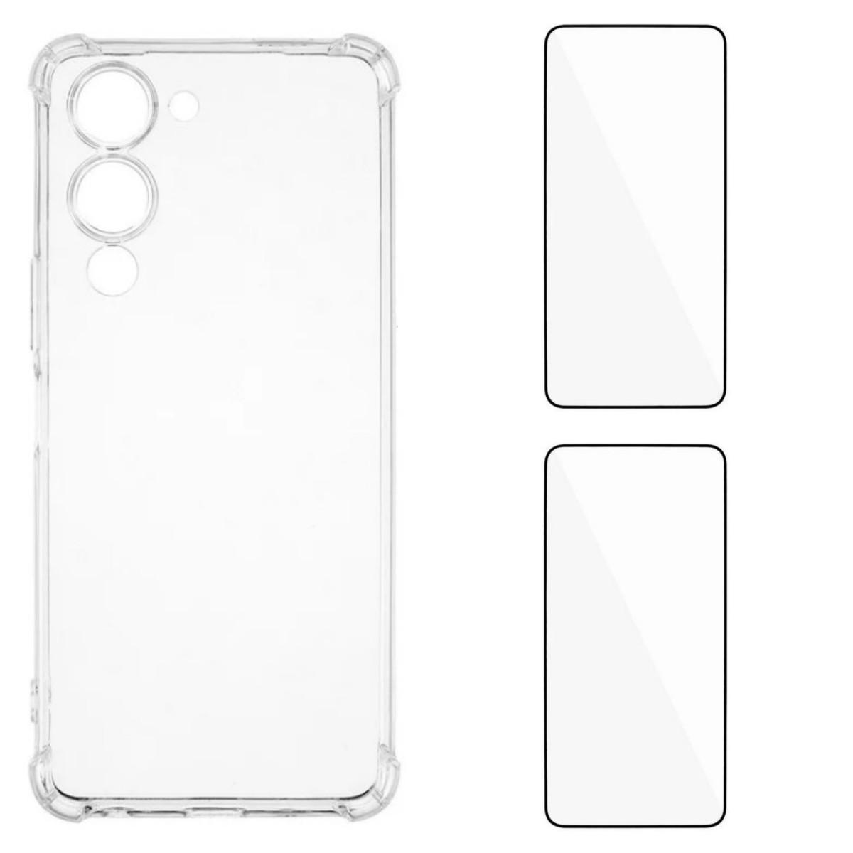 

For vivo Y29s 5G TPU Case WANLONFENG WL3 Series 1.5mm Phone Cover with 2Pcs Tempered Glass Films Transparent
