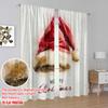 2pcs,2D Plane Printing Contemporary Curtains Vintage Santa Hat Polyester Fabric (without Rod) Festive Use for Bedroom, Living