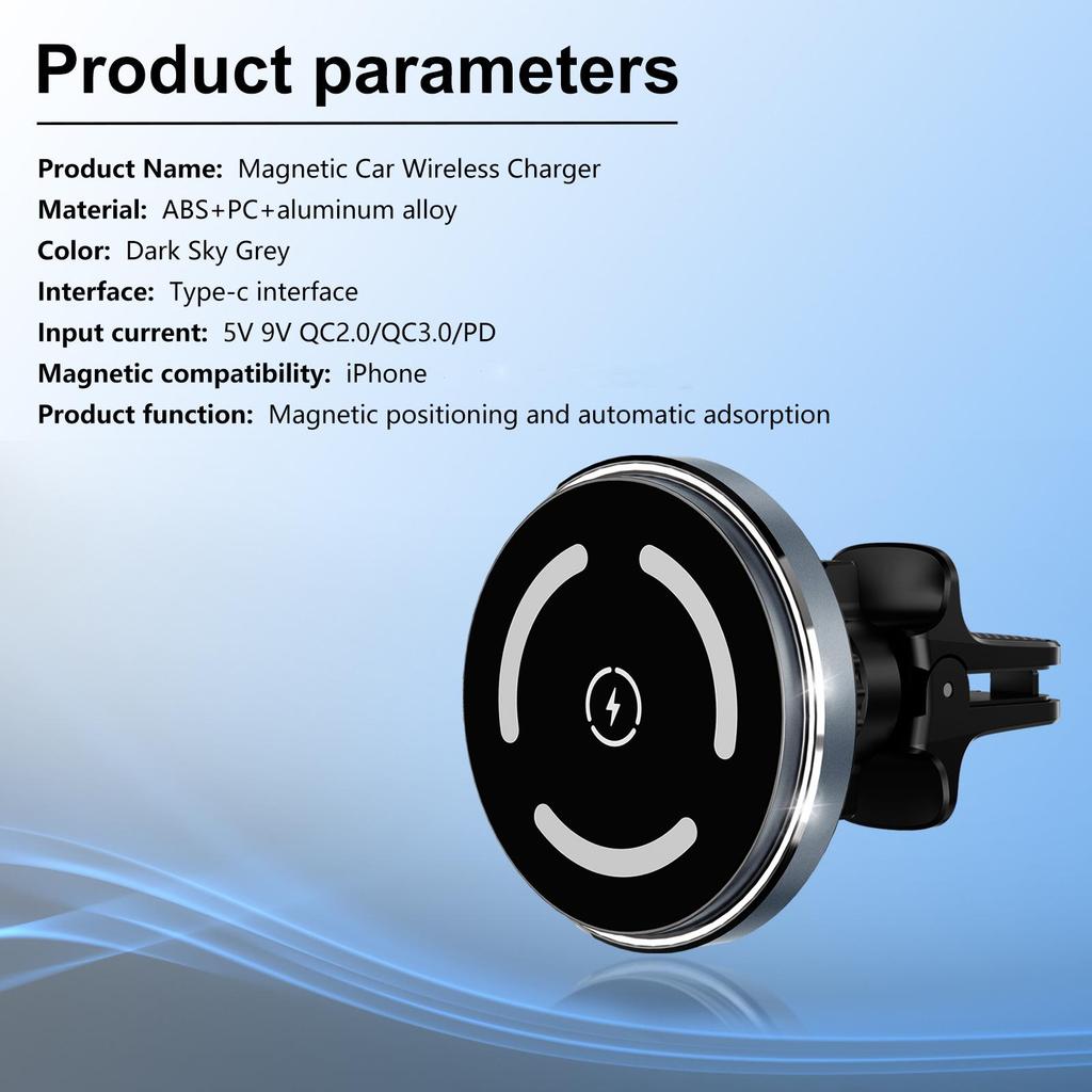 15W MagSafe Magnetic Car Charger & Phone Holder - Fast Wireless Air Vent Charger