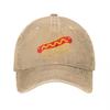 Hot Dog Pattern Vintage Washed Canvas Baseball Cap Unisex Adjustable Dad Hat Funny Food Design Casual Outdoor Summer Hat