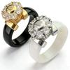 Anillo de Cerámica Negra Blanca HNSP de Lujo de 6 mm con Circonita para Mujer Joyería de Compromiso de Boda de Alta Calidad Accesorios Regalos